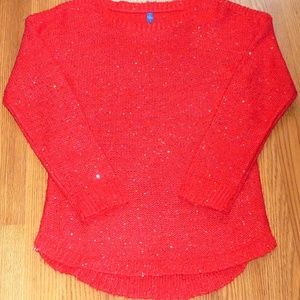 Women's Sweater Beautiful Red Sparkly Fabric